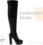 Бархатные сапоги до бедра Perphy Platform для женщин, Black - фото 3