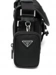 Сумка через плечо с логотипом и треугольником Prada, черный - фото 4