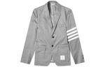 Однобортный блейзер THOM BROWNE с четырехполосной полоской, серый - фото