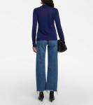 Вязаный топ с воротником-стойкой Vince, синий - фото 3