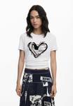 Футболка Desigual NEWSPAPER HEART , White - фото