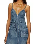Джинсовое миди-платье DIESEL на бретелях Diesel, синий - фото 3
