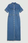 Джинсовое платье-рубашка макси Karen Millen, синий - фото 4