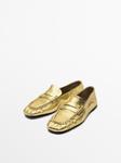 Золотые пенни-лоферы Massimo Dutti, золотой - фото 3