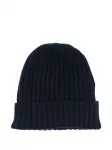 Кашемировая шапка бини в рубчик Fedeli, синий - фото