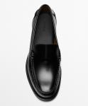 Лоферы Massimo Dutti Leather With Glossy Finish, черный - фото 3