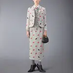 Вышитый цветочный узор кардиган Wool THOM BROWNE, Same Color Gray - фото 6