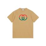 Футболка с принтом логотипа GUCCI, коричневый - фото