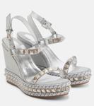 Босоножки с декором Pyraclou Christian Louboutin, серебряный - фото