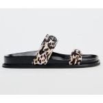 Сандалии Zara Animal Print Flat With Buckles, мультиколор - фото