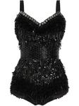 Боди Dolce & Gabbana, украшенное бисером, черный - фото