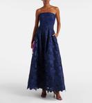 Кружевное платье-бюстье Elie Saab, Moody Blue - фото 7