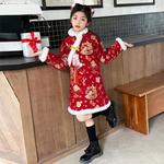 Детское платье с меховым воротником, миди PROTECTCAMEL, red - фото 3