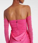 Платье с драпировкой и сборками Rotate, Hot Pink - фото 6