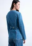 Блузка цпейтон Topshop, Medium Blue Denim - фото 3