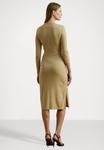Платье Lauren Ralph Lauren Tie Front Cotton Blend Crewneck Dress, Camel - фото 3
