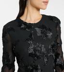 Мини-платье из сетки с цветочной вышивкой Rotate, черный - фото 4