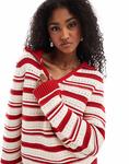 Топ-поло в стиле крючком в красную полоску Asos Design - фото 4
