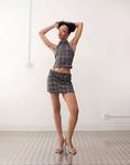 Мини-юбка Motel nasia check coord серого цвета - фото