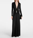 Платье из крепа со сборками и декором Victoria Beckham, черный - фото 2