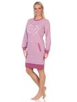 Ночная рубашка NORMANN Interlock langarm Bündchen Herzmotiv, цвет beere - фото 3