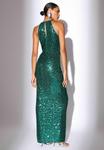 Платье Lipsy SEQUIN HALTER RUCHED MAXI, Teal Blue/Teal - фото 2