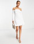 Белое платье мини с открытыми плечами River Island - фото 4