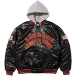 Supreme Сатиновая бейсбольная куртка с капюшоном, Silver - фото 6