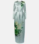 Сатиновое платье с цветочным принтом Erdem, Exploded Rose Eggshell - фото