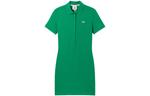 Платье с короткими рукавами женское зеленое Lacoste - фото