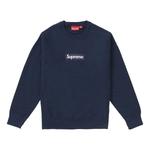 Свитер fw18 box logo crewneck sweater 'navy' Supreme, синий - фото