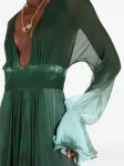 Шелковое платье с оборками Roberto Cavalli, зеленый - фото 5