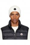 Хлопковая шапка с логотипом Moncler, белый - фото