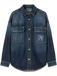 Palm Angels джинсовая рубашка с логотипом, синий - фото