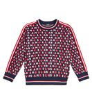 Хлопковый свитер с круглым вырезом и монограммой Balmain, синий - фото