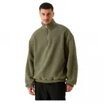 Свитер Urban Classics Oversized Teddy half zip, зеленый - фото