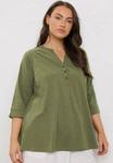 Топ Evans ABSTRACT PLEAT FRONT HENLEY , Khaki - фото