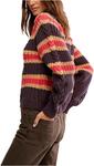 Пуловер Free People Frankie Cable Striped Pullover, цвет Chocolate Combo - фото 2
