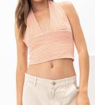 Бекка полосатый топ-халтер в оранжевом цвете Pretty Garbage - фото