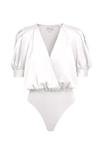 Боди Mae Wrap-Effect из атласа белого цвета Adelyn rae - фото