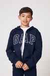 Толстовка с капюшоном и логотипом на молнии (4 13 лет) Gap, синий - фото
