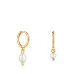 Серьги-кольца Tous Sugar Party Short, 8 мм, серебро с 18-каратным золотым покрытием/жемчуг - фото