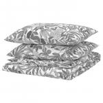 Комплект постельного белья Ikea Brokdracena, 3 предмета, 200x230/50x80 см, белый/черный - фото