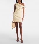 Мини-платье из льна с асимметричным плечом Iris SIR, Butter - фото 2