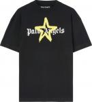 Футболка Palm Angels Star Sprayed Tee 'Black/Yellow', черный - фото 2