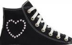 Кроссовки Converse Wmns Chuck Taylor All Star High Embroidered Hearts - Black, черный - фото 2