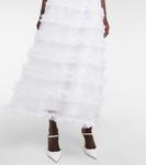 Платье Myra из блестящего тюля с оборками Costarellos, белый - фото 5