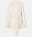 Шерстяной жакет с поясом Róhe, белый - фото