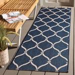 Ковер-дорожка SAFAVIEH, 72 x 366 см, Courtyard Collection Navy/Beige CY6654 для дома и улицы, водонепроницаемый, легко чистится, для патио, заднего двора, прихожей - фото