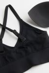 Спортивный бюстгальтер H&M DryMove Medium Support, черный - фото 2